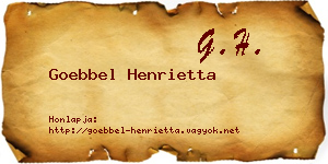 Goebbel Henrietta névjegykártya
